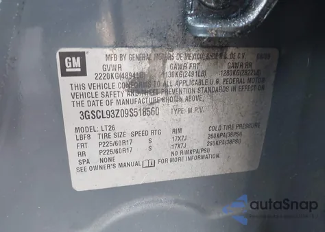 2009 Saturn Vue Hybrid 4-Cyl Base z USA, uszkodzony, nr VIN 3GSCL93Z09S518560